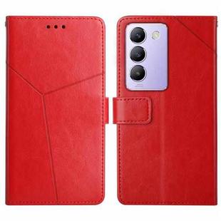 For vivo Y200e 5G/Y100 5G IDN/V30 Lite 5G India HT01 Y-shaped Pattern Flip Leather Phone Case(Red)