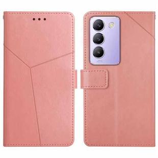 For vivo Y200e 5G/Y100 5G IDN/V30 Lite 5G India HT01 Y-shaped Pattern Flip Leather Phone Case(Pink)