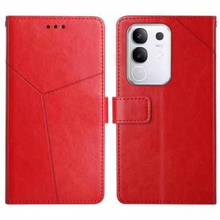 For vivo Y29 4G Global HT01 Y-shaped Pattern Flip Leather Phone Case(Red)
