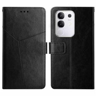 For vivo Y29 4G Global HT01 Y-shaped Pattern Flip Leather Phone Case(Black)
