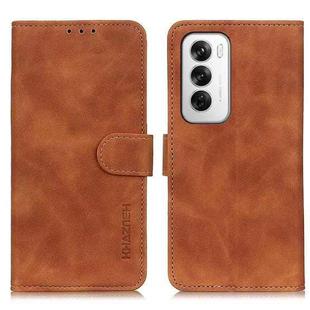 For OPPO Reno12 5G Global KHAZNEH Retro Texture Flip Leather Phone Case(Brown)