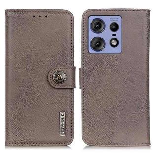 For Motorola Edge 50 Pro KHAZNEH Cowhide Texture Flip Leather Phone Case(Khaki)
