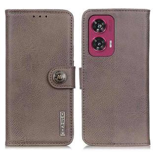 For Motorola Edge 50 Fusion KHAZNEH Cowhide Texture Flip Leather Phone Case(Khaki)