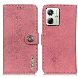 For Motorola Moto G64 5G KHAZNEH Cowhide Texture Flip Leather Phone Case(Pink)