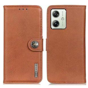 For Motorola Moto G64 5G KHAZNEH Cowhide Texture Flip Leather Phone Case(Brown)