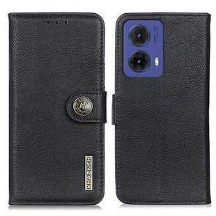 For Motorola Moto G85 KHAZNEH Cowhide Texture Flip Leather Phone Case(Black)