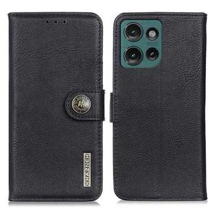 For Motorola Edge 50 KHAZNEH Cowhide Texture Flip Leather Phone Case(Black)