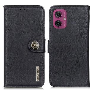 For Motorola Moto G55 5G KHAZNEH Cowhide Texture Flip Leather Phone Case(Black)