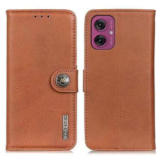 For Motorola Moto G55 5G KHAZNEH Cowhide Texture Flip Leather Phone Case(Brown)