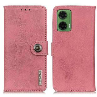 For Motorola Moto G35 5G KHAZNEH Cowhide Texture Flip Leather Phone Case(Pink)