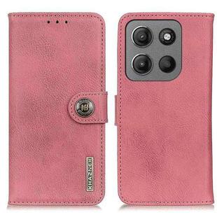 For Motorola Moto G15 4G / G05 KHAZNEH Cowhide Texture Flip Leather Phone Case(Pink)