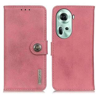For OPPO Reno11 5G Global KHAZNEH Cowhide Texture Flip Leather Phone Case(Pink)