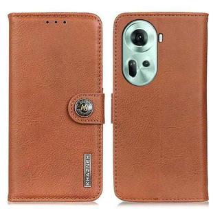 For OPPO Reno11 5G Global KHAZNEH Cowhide Texture Flip Leather Phone Case(Brown)