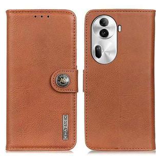 For OPPO Reno11 Pro 5G Global KHAZNEH Cowhide Texture Flip Leather Phone Case(Brown)