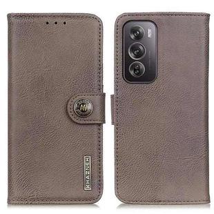 For OPPO Reno12 Pro 5G Global KHAZNEH Cowhide Texture Flip Leather Phone Case(Khaki)