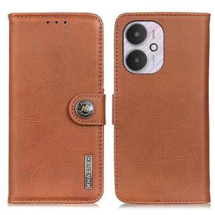 For Xiaomi Redmi 13C KHAZNEH Cowhide Texture Flip Leather Phone Case(Brown)