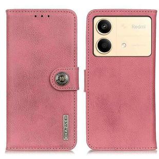 For Xiaomi Redmi Note 13R Pro KHAZNEH Cowhide Texture Flip Leather Phone Case(Pink)