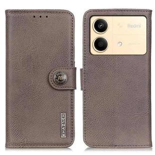 For Xiaomi Redmi Note 13R Pro KHAZNEH Cowhide Texture Flip Leather Phone Case(Khaki)