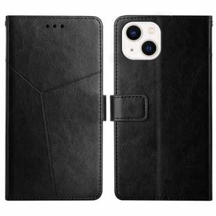 For iPhone 15 HT01 Y-shaped Pattern Flip Leather Phone Case(Black)