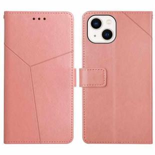 For iPhone 15 Plus HT01 Y-shaped Pattern Flip Leather Phone Case(Pink)