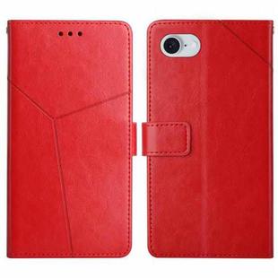 For iPhone SE 2024 HT01 Y-shaped Pattern Flip Leather Phone Case(Red)