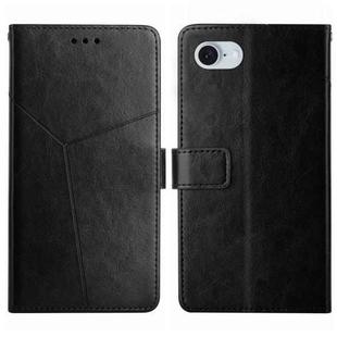 For iPhone SE 2024 HT01 Y-shaped Pattern Flip Leather Phone Case(Black)