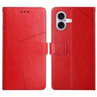 For iPhone 16 Plus HT01 Y-shaped Pattern Flip Leather Phone Case(Red)