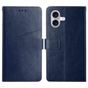 For iPhone 17 HT01 Y-shaped Pattern Flip Leather Phone Case(Blue)