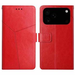 For iPhone 17 Pro Max HT01 Y-shaped Pattern Flip Leather Phone Case(Red)
