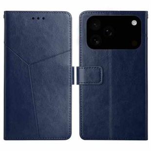 For iPhone 17 Pro Max HT01 Y-shaped Pattern Flip Leather Phone Case(Blue)