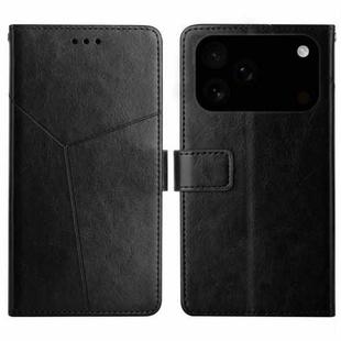 For iPhone 17 Pro Max HT01 Y-shaped Pattern Flip Leather Phone Case(Black)