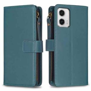 For Motorola Moto G73 5G 9 Card Slots Zipper Wallet Leather Flip Phone Case(Green)