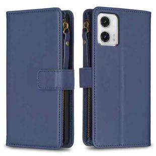 For Motorola Moto G73 5G 9 Card Slots Zipper Wallet Leather Flip Phone Case(Blue)