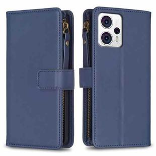 For Motorola Moto G13 4G / G23 4G / G53 5G 9 Card Slots Zipper Wallet Leather Flip Phone Case(Blue)