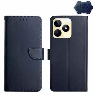 For Realme C53 Genuine Leather Fingerprint-proof Flip Phone Case(Blue)