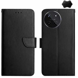 For Realme 11 4G Global Genuine Leather Fingerprint-proof Flip Phone Case(Black)