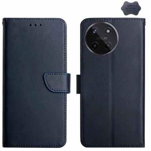 For Realme 11 4G Global Genuine Leather Fingerprint-proof Flip Phone Case(Blue)