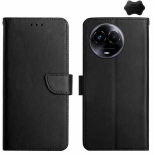 For Realme 11 5G Global Genuine Leather Fingerprint-proof Flip Phone Case(Black)