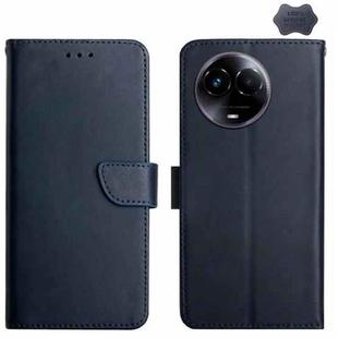 For Realme 11 5G Global Genuine Leather Fingerprint-proof Flip Phone Case(Blue)
