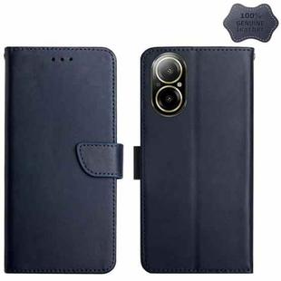 For Realme C67 4G Genuine Leather Fingerprint-proof Flip Phone Case(Blue)