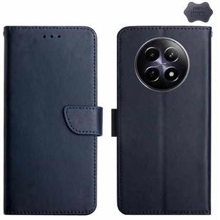 For Realme 12 5G Global Genuine Leather Fingerprint-proof Flip Phone Case(Blue)
