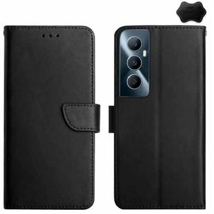 For Realme C65 4G Genuine Leather Fingerprint-proof Flip Phone Case(Black)