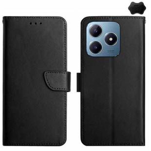 For Realme C63 4G Global/ C61 Genuine Leather Fingerprint-proof Flip Phone Case(Black)