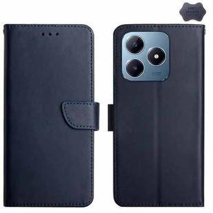 For Realme C63 4G Global/ C61 Genuine Leather Fingerprint-proof Flip Phone Case(Blue)