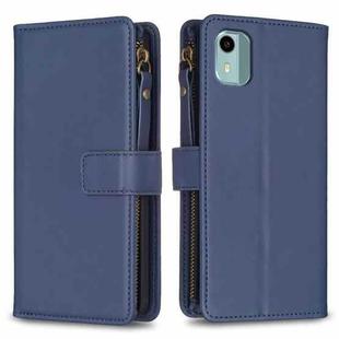 For Nokia C12 9 Card Slots Zipper Wallet Leather Flip Phone Case(Blue)