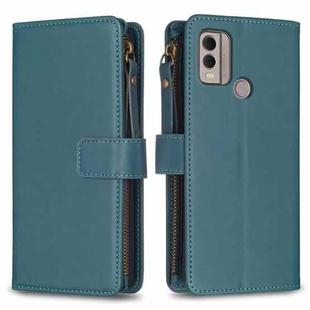 For Nokia C22 9 Card Slots Zipper Wallet Leather Flip Phone Case(Green)