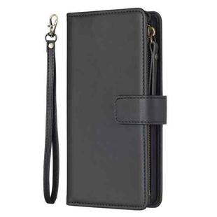 For Nokia C32 9 Card Slots Zipper Wallet Leather Flip Phone Case(Black)