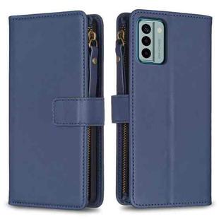 For Nokia G22 9 Card Slots Zipper Wallet Leather Flip Phone Case(Blue)