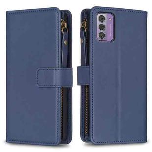 For Nokia G42/G310 9 Card Slots Zipper Wallet Leather Flip Phone Case(Blue)