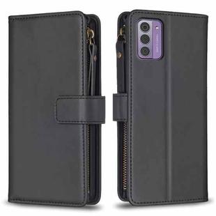 For Nokia G42/G310 9 Card Slots Zipper Wallet Leather Flip Phone Case(Black)